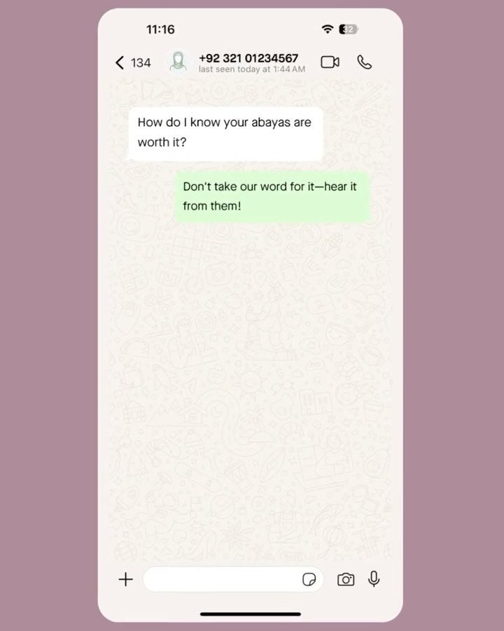 Customer messages about Zayana abayas, Instagram reel
