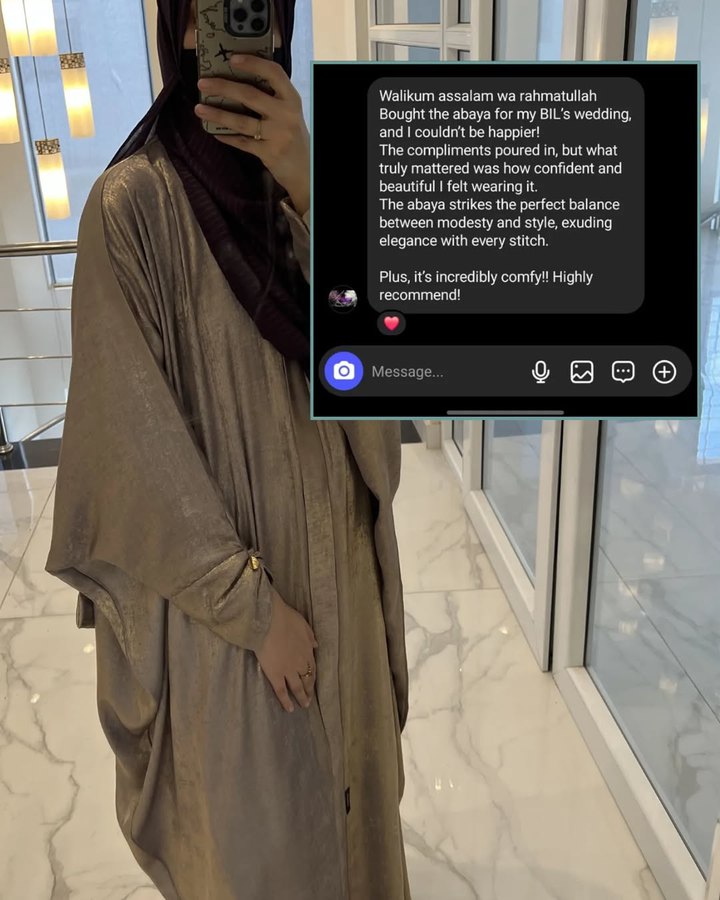 Customer review of a Zayana abaya worn to a wedding
